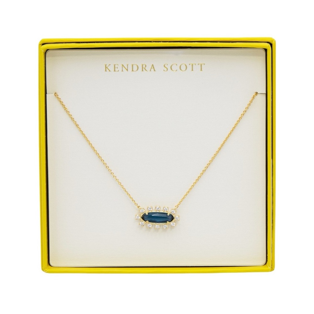 Kendra Scott Gold Necklace with Deep Blue Stone
